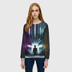 Свитшот женский Глитч арт космос, цвет: 3D-меланж — фото 2