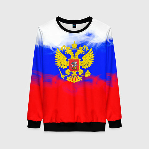 Женский свитшот Russia флаг герб / 3D-Черный – фото 1