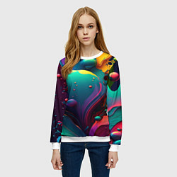 Свитшот женский Капли красок, нейросеть, цвет: 3D-белый — фото 2