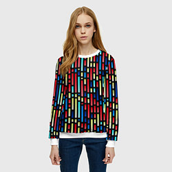 Свитшот женский Неоновые полосы - авангардный паттерн, цвет: 3D-белый — фото 2