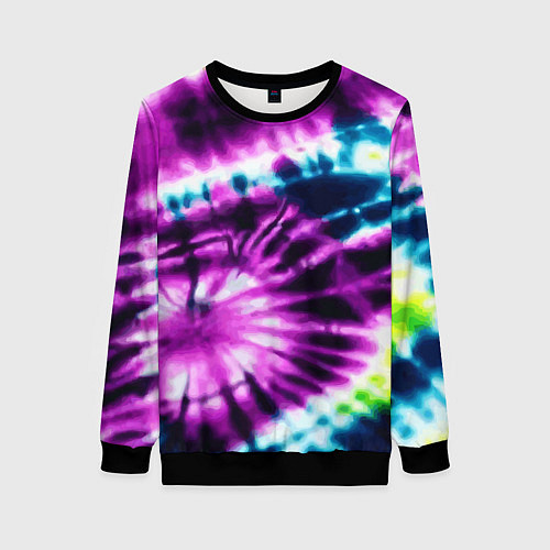 Женский свитшот Тай дай фиолетовый узор / 3D-Черный – фото 1