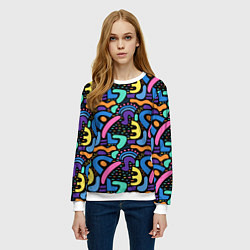 Свитшот женский Multicolored texture pattern, цвет: 3D-белый — фото 2