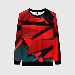 Свитшот женский Острые осколки красные, цвет: 3D-черный