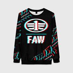 Свитшот женский Значок FAW в стиле glitch на темном фоне, цвет: 3D-черный