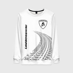 Свитшот женский Lamborghini speed на светлом фоне со следами шин:, цвет: 3D-белый