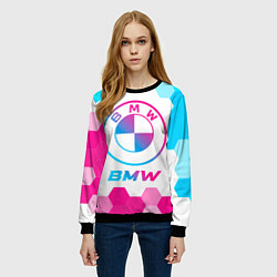 Свитшот женский BMW neon gradient style, цвет: 3D-черный — фото 2