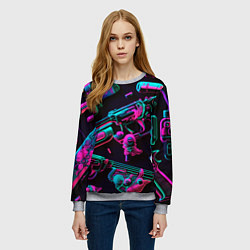 Свитшот женский Неоновый пистолет, цвет: 3D-меланж — фото 2