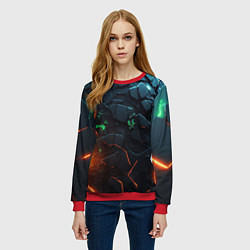 Свитшот женский Абстракция объемные плиты, цвет: 3D-красный — фото 2