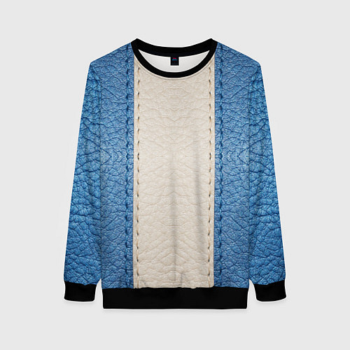 Женский свитшот Кожа синяя белая / 3D-Черный – фото 1
