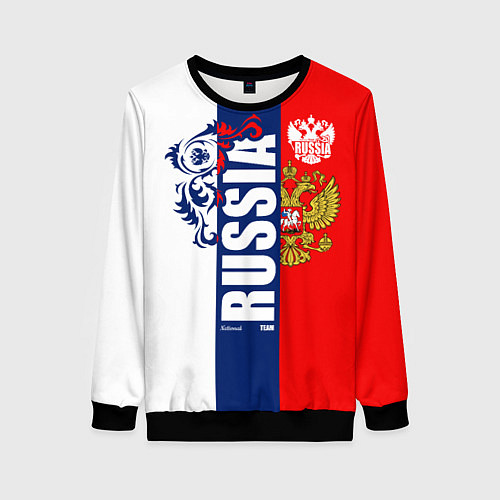 Женский свитшот Russia national team: white blue red / 3D-Черный – фото 1