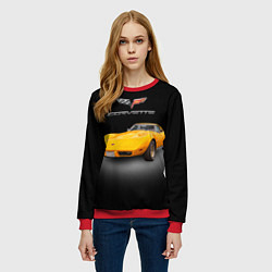 Свитшот женский Американский спорткар Chevrolet Corvette Stingray, цвет: 3D-красный — фото 2
