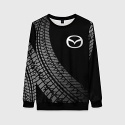 Свитшот женский Mazda tire tracks, цвет: 3D-черный