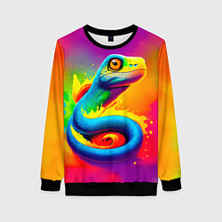 Свитшот женский Змейка в красках, цвет: 3D-черный