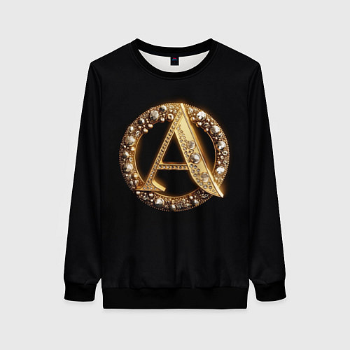 Женский свитшот Ювелирная буква А / 3D-Черный – фото 1