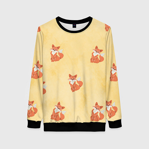 Женский свитшот Наблюдательные лисята / 3D-Черный – фото 1