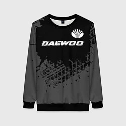 Свитшот женский Daewoo speed на темном фоне со следами шин: символ, цвет: 3D-черный