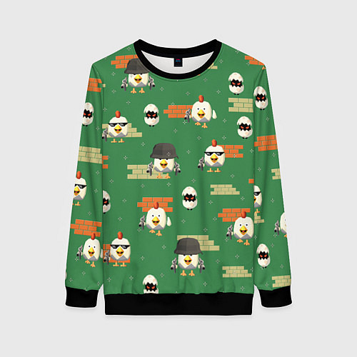 Женский свитшот Chicken gun battle / 3D-Черный – фото 1