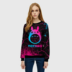 Свитшот женский Totoro - neon gradient, цвет: 3D-черный — фото 2