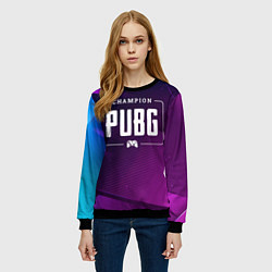 Свитшот женский PUBG gaming champion: рамка с лого и джойстиком на, цвет: 3D-черный — фото 2