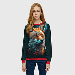 Свитшот женский Лисица фотореализм, цвет: 3D-красный — фото 2