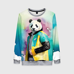 Женский свитшот Прикольный панда в модной куртке