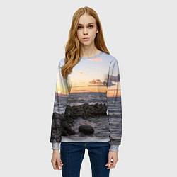 Свитшот женский Закат солнца на Финском заливе, цвет: 3D-меланж — фото 2