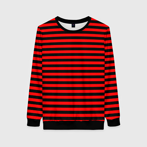 Женский свитшот Черно-красные полосы / 3D-Черный – фото 1
