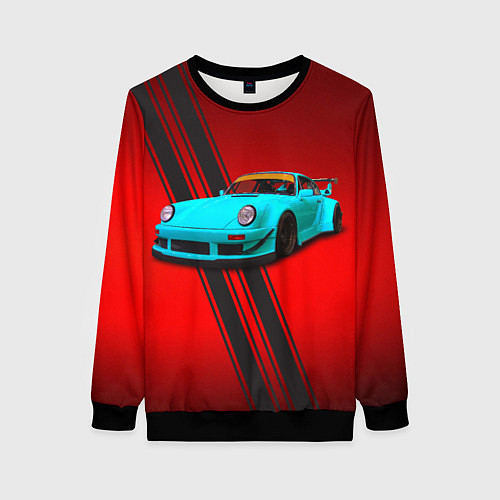 Женский свитшот Немецкий спортивный автомобиль Porsche 911 / 3D-Черный – фото 1