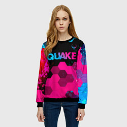 Свитшот женский Quake - neon gradient: символ сверху, цвет: 3D-черный — фото 2