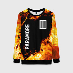 Свитшот женский Paramore и пылающий огонь, цвет: 3D-черный