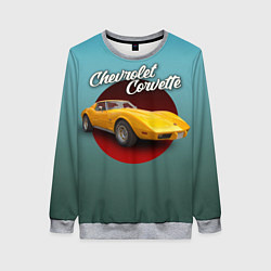 Свитшот женский Американский спорткар Chevrolet Corvette Stingray, цвет: 3D-меланж