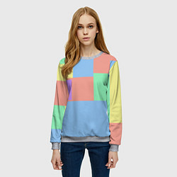Свитшот женский Разноцветные квадраты и прямоугольники, цвет: 3D-меланж — фото 2