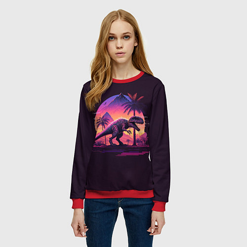 Женский свитшот Retrowave Trex / 3D-Красный – фото 3
