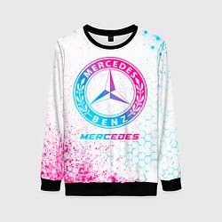 Свитшот женский Mercedes neon gradient style, цвет: 3D-черный