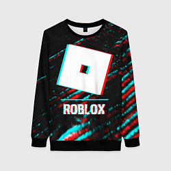 Свитшот женский Roblox в стиле glitch и баги графики на темном фон, цвет: 3D-черный