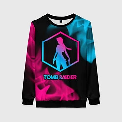 Свитшот женский Tomb Raider - neon gradient, цвет: 3D-черный