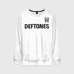 Свитшот женский Deftones glitch на светлом фоне: символ сверху, цвет: 3D-белый