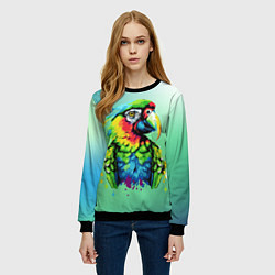 Свитшот женский Разноцветный попугай, цвет: 3D-черный — фото 2