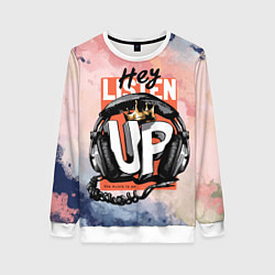 Свитшот женский Музыкальные наушники, цвет: 3D-белый