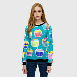 Свитшот женский Торты и кексы, цвет: 3D-черный — фото 2