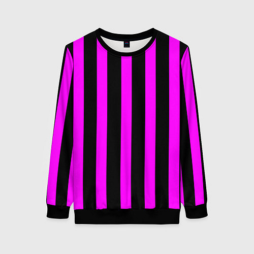 Женский свитшот В полоску черного и фиолетового цвета / 3D-Черный – фото 1