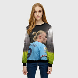 Свитшот женский Эрлинг Холанд Манчестер, цвет: 3D-черный — фото 2