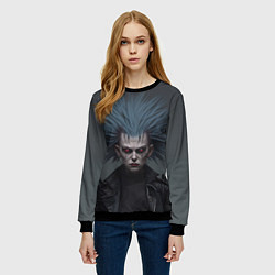 Свитшот женский Кровавый взгляд, цвет: 3D-черный — фото 2