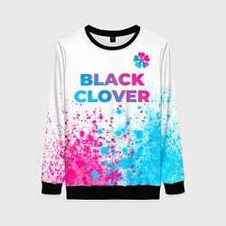 Женский свитшот Black Clover neon gradient style: символ сверху