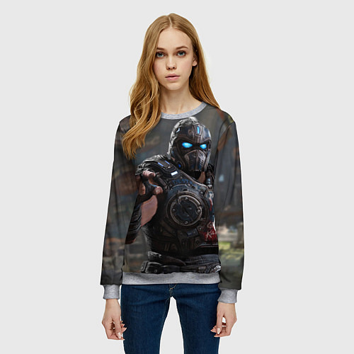 Женский свитшот Gears of war Клейтон Кармайн / 3D-Меланж – фото 3