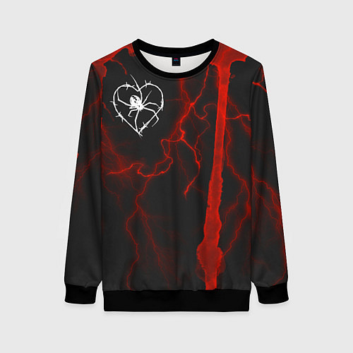 Женский свитшот Гранж, разводы и паук / 3D-Черный – фото 1