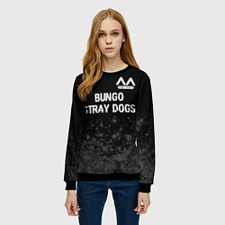 Свитшот женский Bungo Stray Dogs glitch на темном фоне: символ све, цвет: 3D-черный — фото 2