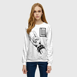 Свитшот женский Lindemann и рок символ, цвет: 3D-белый — фото 2