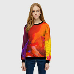 Свитшот женский Красно-оранжевый камень, цвет: 3D-черный — фото 2