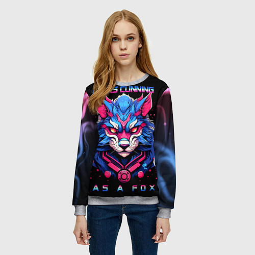 Женский свитшот Хитрый синий лис / 3D-Меланж – фото 3